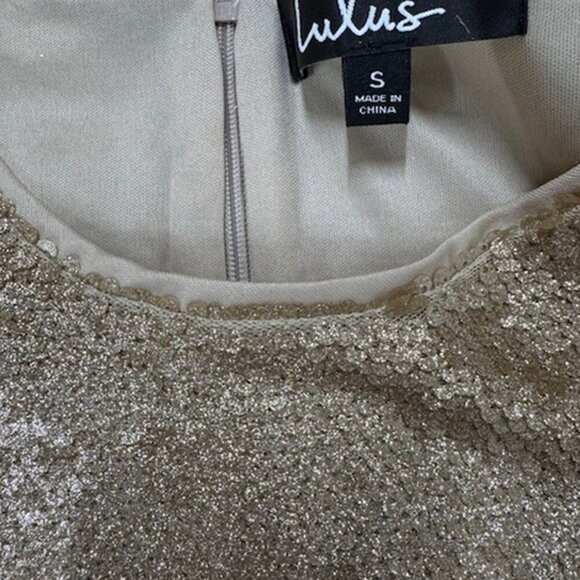 NWT Lulus Like a Star Gold Sequin Feather Bodycon Mini Dress - Picture 6 of 9